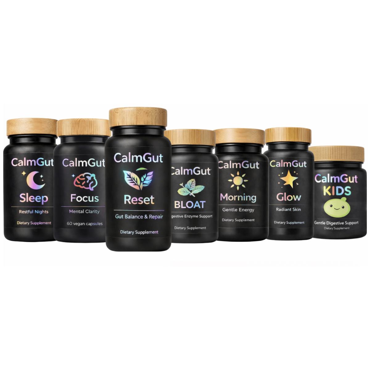 CalmGut Full Stack supplement bottles