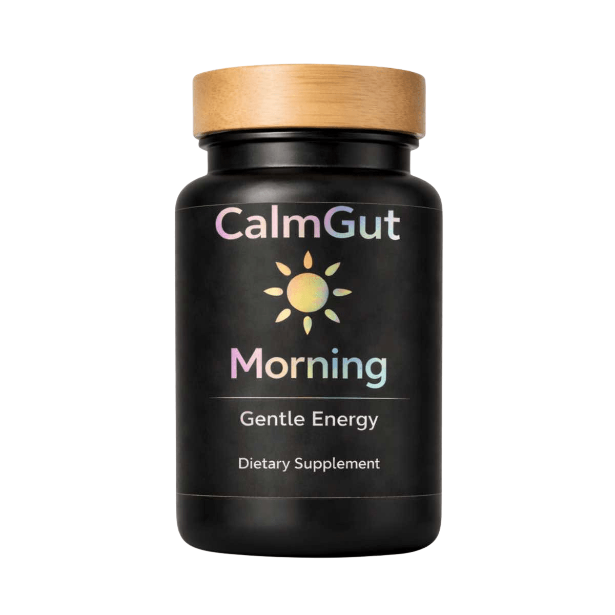 CalmGut Morning natural energy supplement bottle for daily focus and digestive support