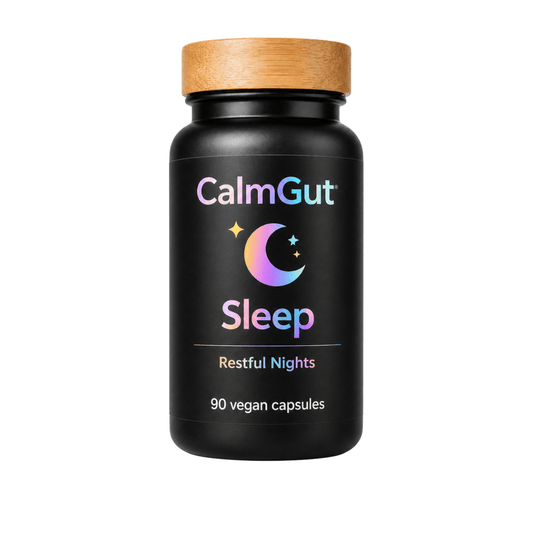 CalmGut Sleep nighttime supplement bottle for sleep, gut, and stress support